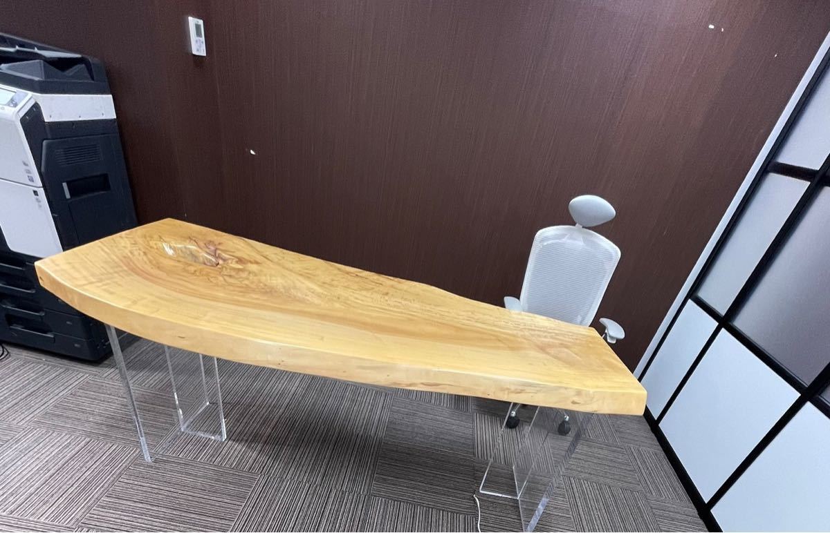 栃の木 一枚板 ダイニングテーブル 天板 テーブル 木馬 希少 ダイニング オフィス トチの木 の画像1