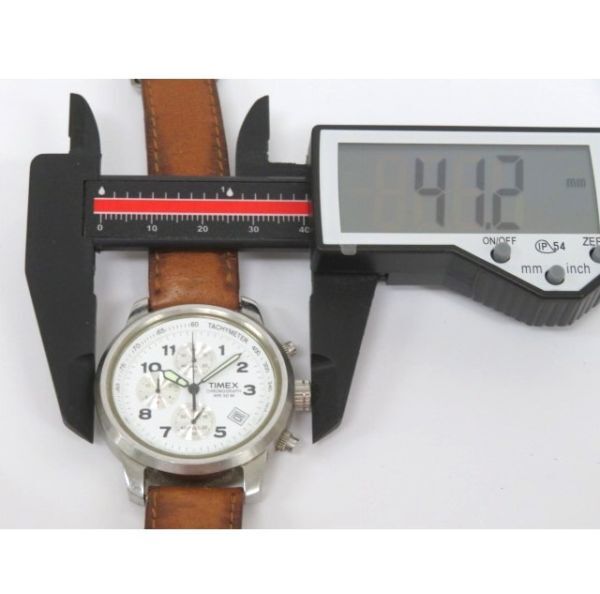 ♪tyom 1324-1 192 稼働品 TIMEX タイメックス SR927WCELL メンズ クオーツ 腕時計 ホワイト文字盤 クロノグラフ 腕周り約18.5㎝_画像9