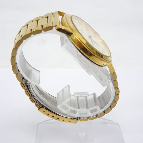 ♪tykh 1269-1 205 稼働品 ORIENT オリエント unov-a1 クオーツ メンズ腕時計 ゴールドカラーの画像6