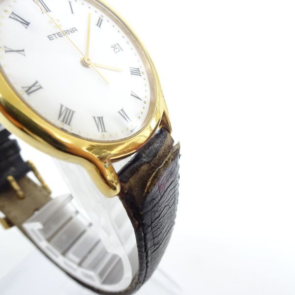 ♪tykh 1266-5 201 稼働品 ETERNA エテルナ 2100.22 ホワイト文字盤 腕時計 スイス製 クォーツ式の画像8