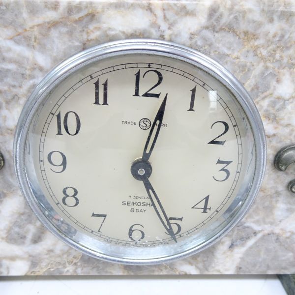 tyom 1265-5 112 SEIKOSHA 精工舎 TRADE MARK トレードマーク 7石 8day 手巻き 置き時計 稼動の画像3