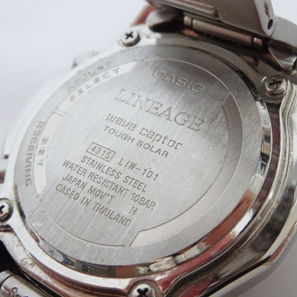 ■tykh 1284-2 219 稼働品 CASIO カシオ LINEAGE LIW-101 リニエージ メンズ腕時計ソーラー 黒文字盤 腕周り約16.5㎝の画像3