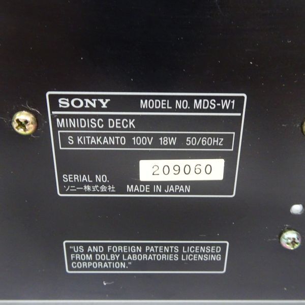 tyhd 1309-1 392 SONY Sony MDS-W1 MD player electrification ok necessary maintenance necessary 