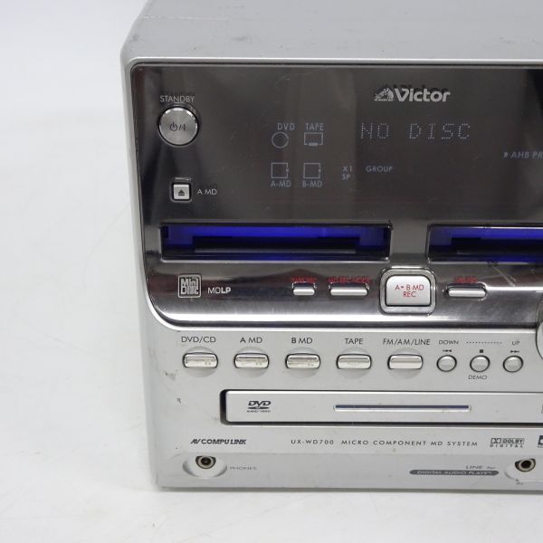 tyhd 1309-2 383 Victor ビクター CA-UXWD700-S DVD MDシステム コンポ 通電ok トレイ開閉ok_画像3