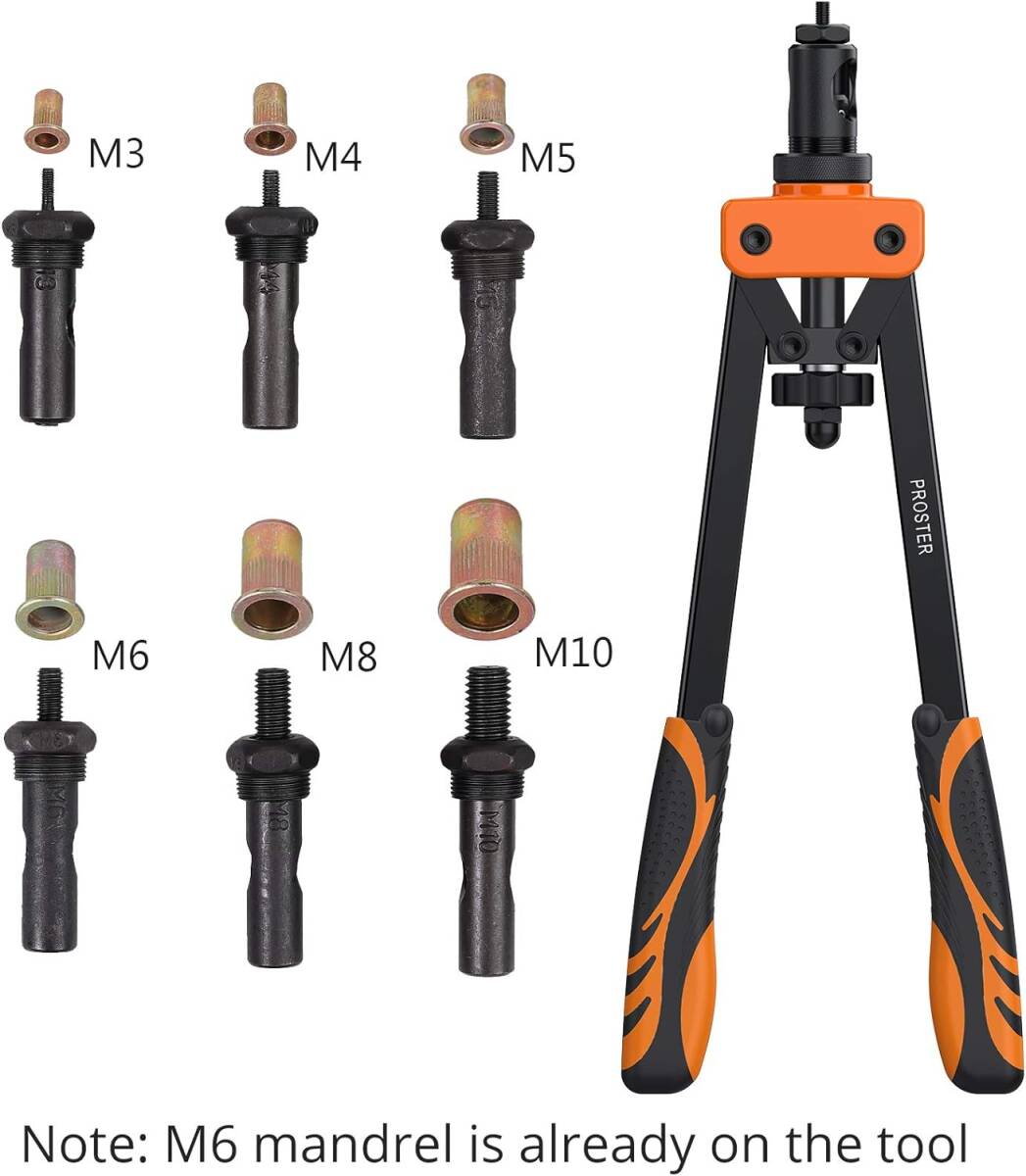  orange Proster рука клепальный молоток комплект обе рука тип M3/M4/M5/M6/M8/M10 и т.п. соответствует 150pcs заклепка na