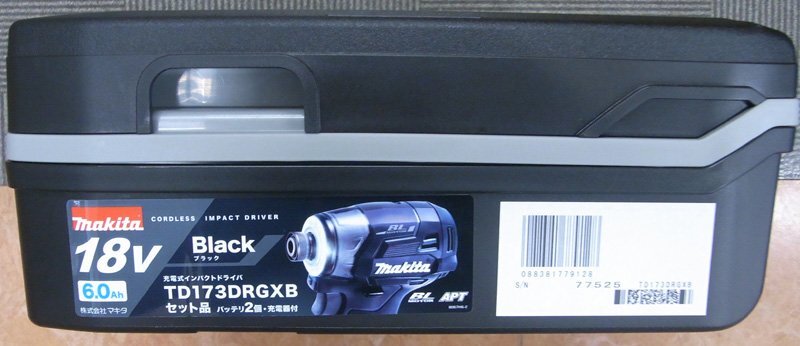 新品 makita マキタ 充電式インパクトドライバ TD173DRGXB ブラック 18V/6.0Ah（バッテリBL1860B×2本・充電器DC18RF)の画像2