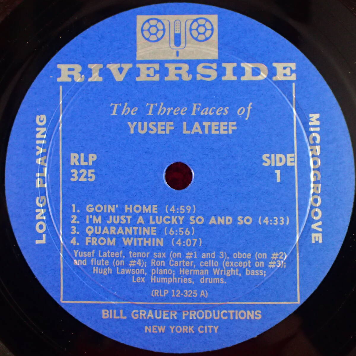 千円開始★神洗浄【ギガレア★奇跡の美盤★US廃盤 RIVERSIDE MONO 青小ラベル】★YUSEF LATEEF/THE THREE FACE OF★RON CARTER,HUGH LAWSONの画像4