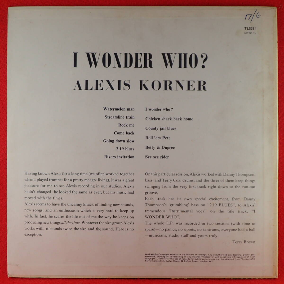 送料無料★神洗浄【家宝級レア★奇跡の極美盤+マト1+FLAT★UKオリジナル★FONTANA】★ALEXIS KORNER/I WONDER WHO★ブルースロック秘宝名盤_画像2