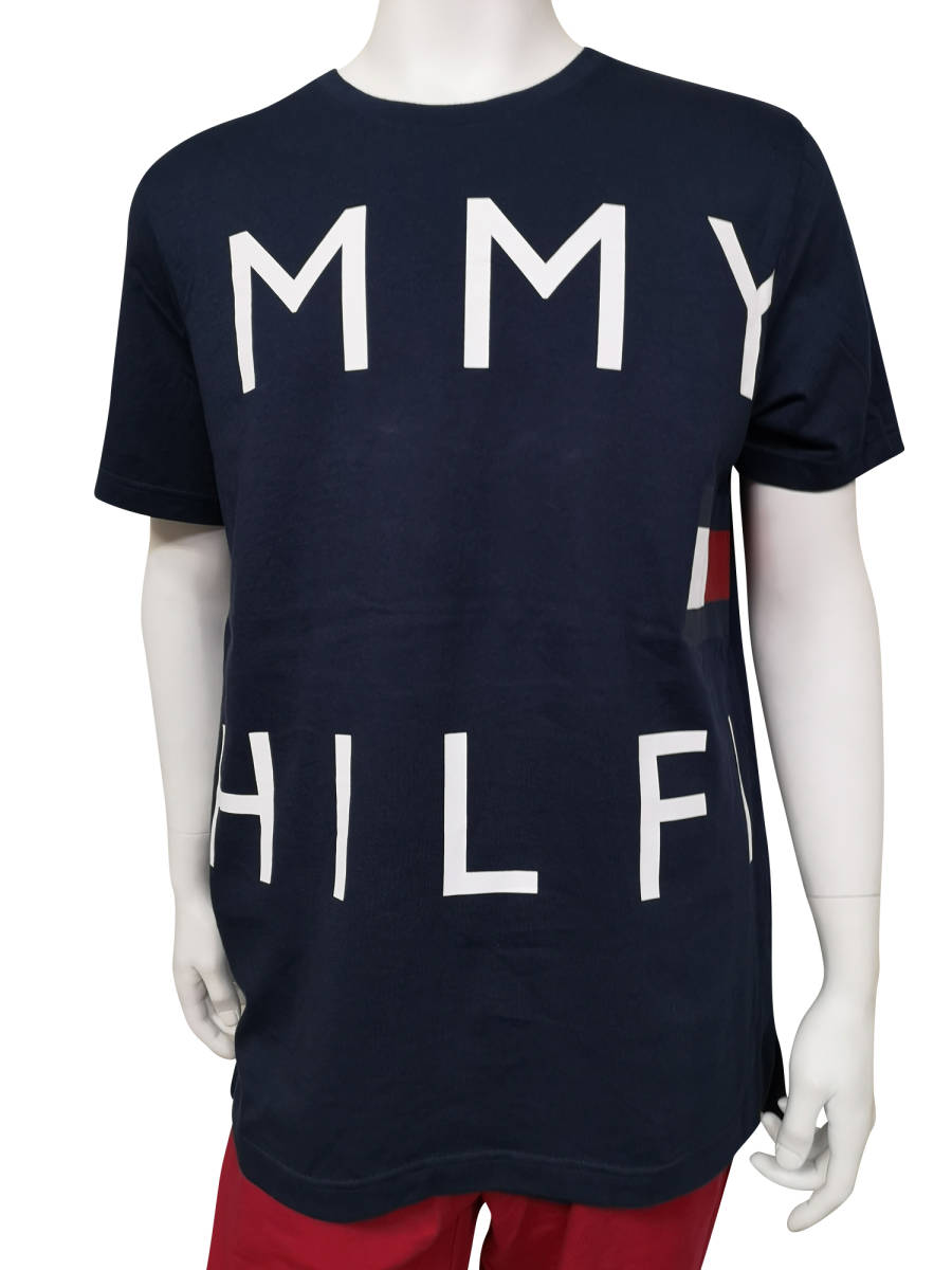 ts-09T3334-410Nv-M2 トミーヒルフィガー TOMMY HILFIGER 半袖Ｔシャツ クルーネック ビックロゴＴシャツ USサイズ ネイビー Mの画像1