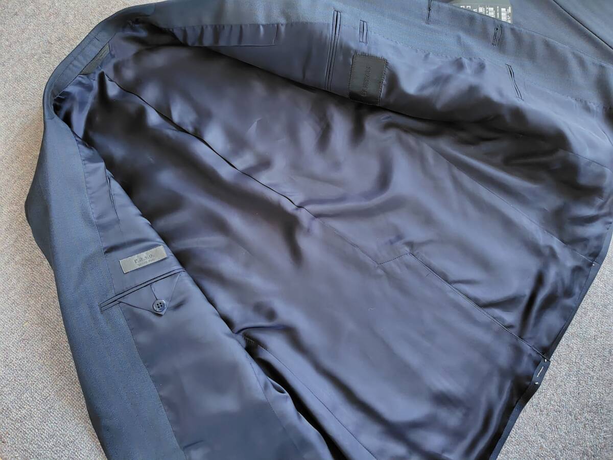 新品  DURBAN ダーバン シルク混上質ヘリンボーンメンズビジネススーツ ９８A８ ダークネイビー 110000円 日本製の画像5