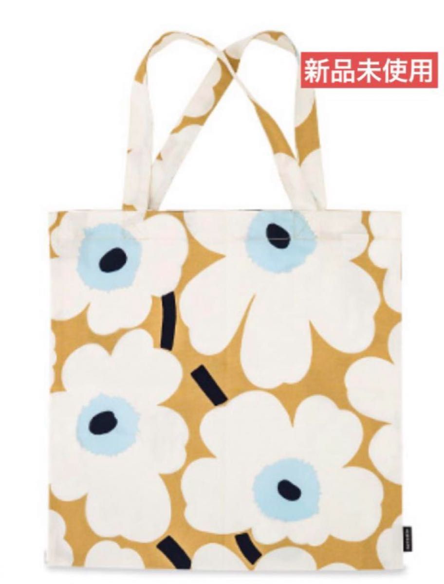 マリメッコmarimekko　トートバッグ　エコバッグ　ベージュ×水色