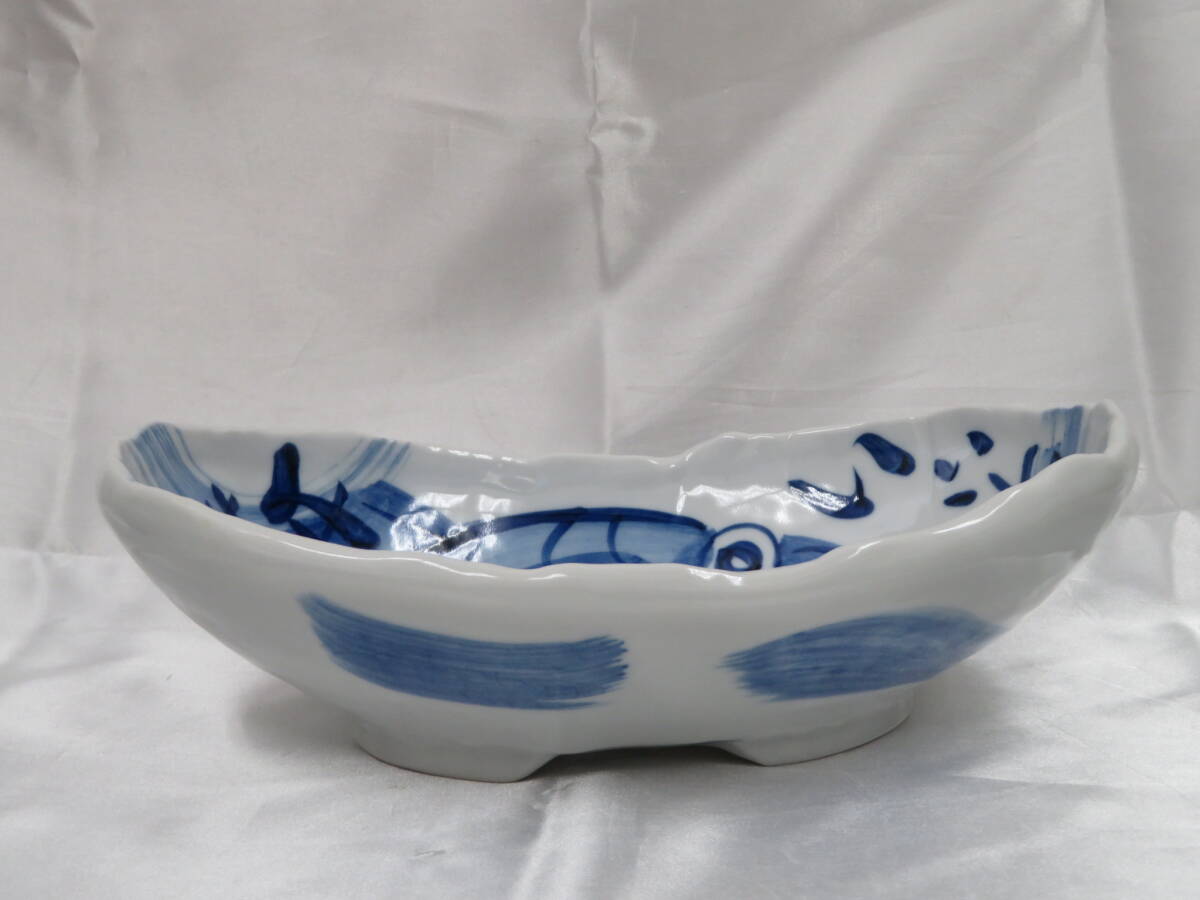 【陶器】 めでたい思い出の どーんと楕円鉢 鯛 タイ 鉢 皿 深皿 食器 和食器 保管品の画像2