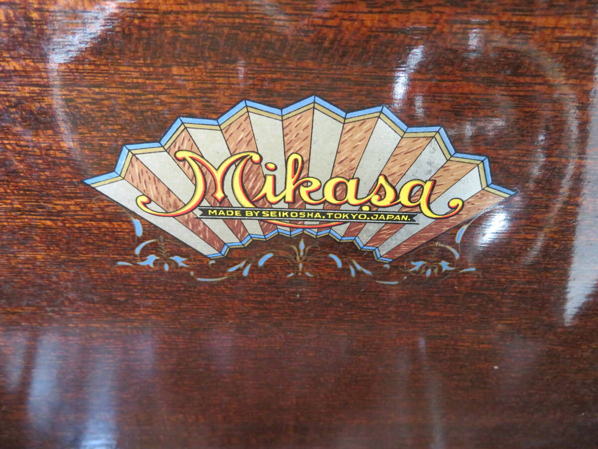 昭和レトロ】MIKASA Mikasa 蓄音機 木製 卓上 アンティーク 美品 現状品 の画像3