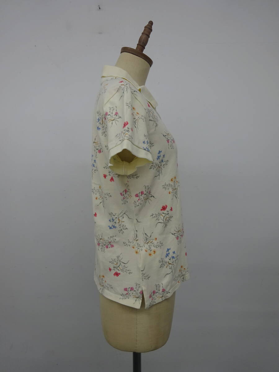 LAURAASHLEY ローラアシュレイ 半袖シャツ ポロシャツ 花柄 総柄 襟 クリーム L 夏 レディース Y-651いの画像5