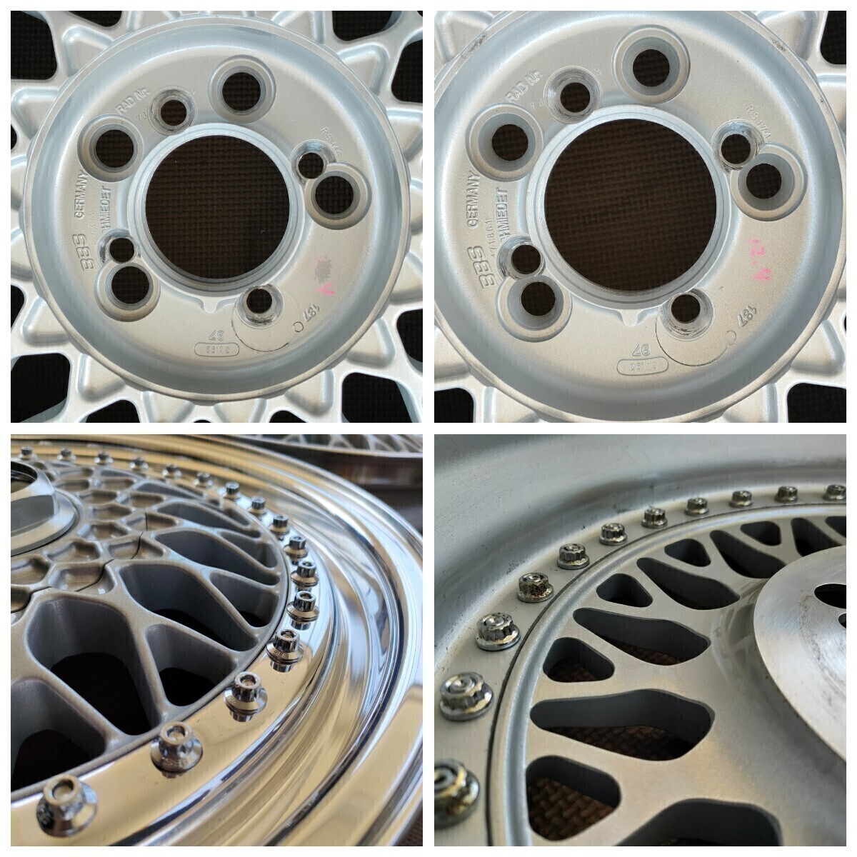 pcd 4×100 16inch BBS RS 6 1/2J×16H2ET47 4本 センターキャップロータイプ4枚 リバレルpcd加工中古品 カスタム軽 コンパクトカーなどに 