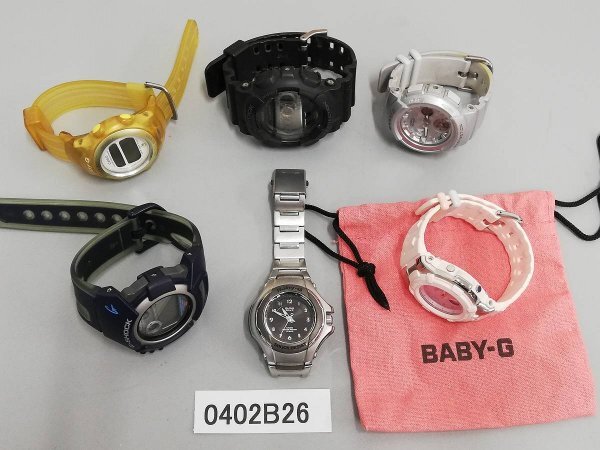 0402B26　腕時計　ジャンク品　おまとめ　CASIOカシオ　G-SHOCK　Baby-G　など　※追加画像有り・1点巾着入り_画像1