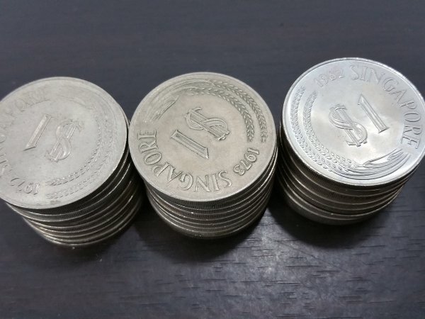 0404S3 世界のコイン 硬貨 シンガポール 1ドル おまとめの画像6