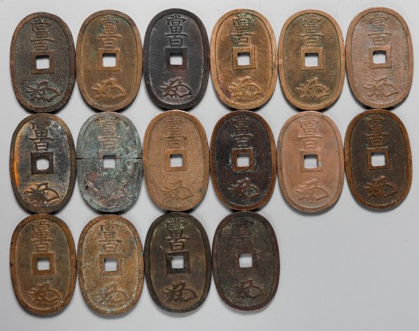 TJF157 日本古銭 穴銭 天保通宝 おまとめ16枚 の画像2