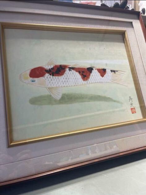 額装 絵画 インテリア 美術品 鯉画_画像3