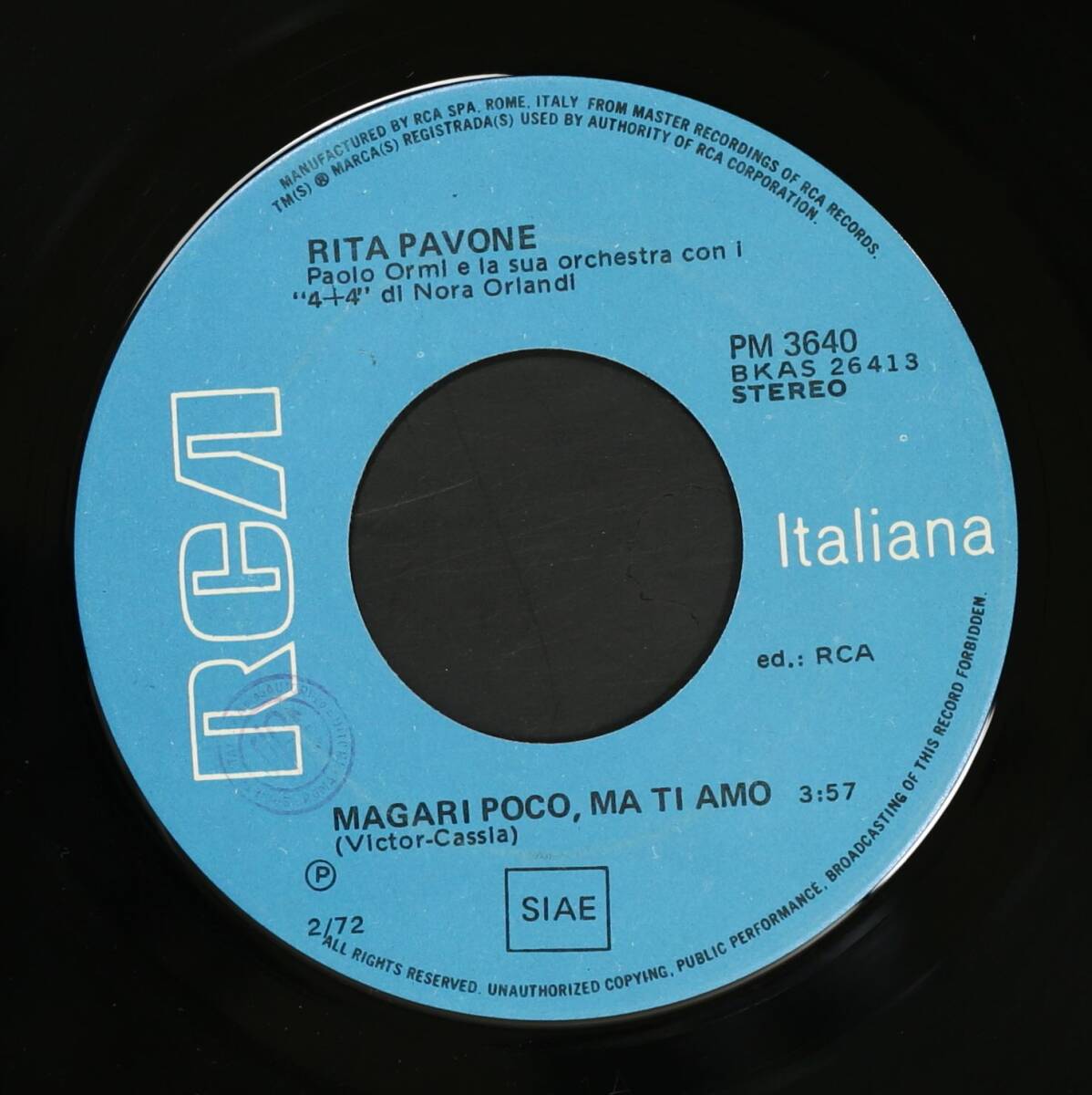 【伊盤EP】Rita Pavone/Amici Mai, Magari Poco, Ma Ti Amo(並良品,1972,Italy Pop,リタ・パヴォーネ)_画像1