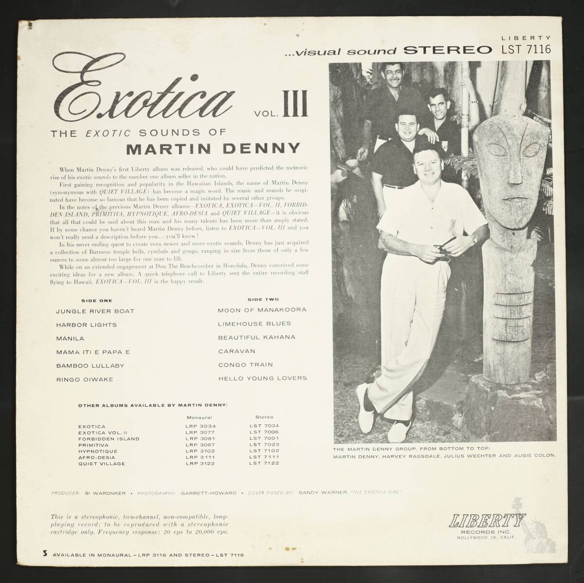 【US盤LP】MARTIN DENNY/EXOTICA VOL.3(並良品,1959,MONDO～GROOVE名盤!,リンゴ追分カバー)_画像2
