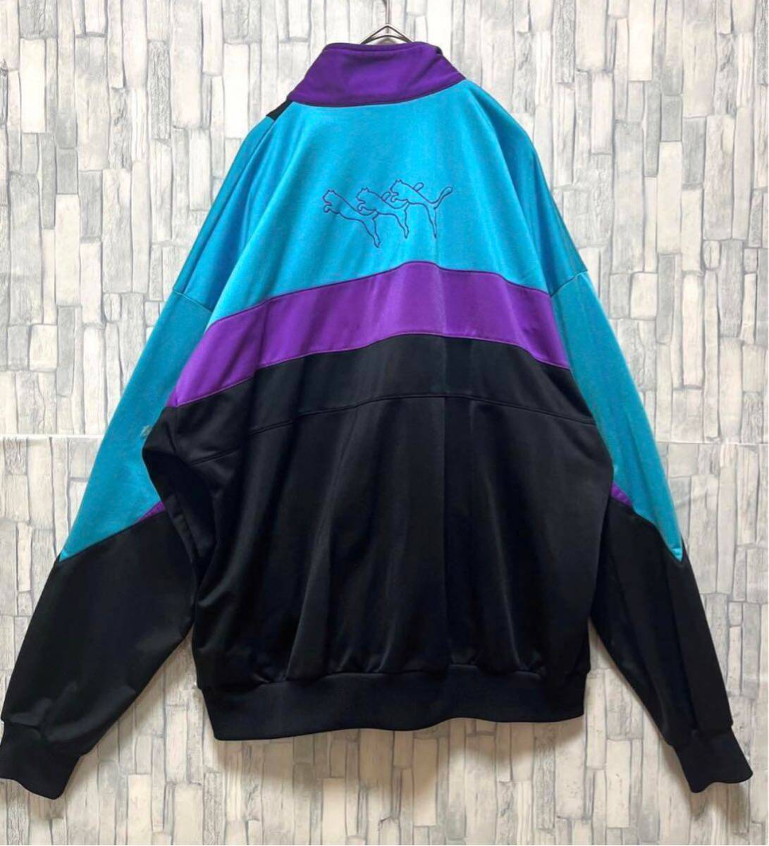 PUMA オールド プーマ ジャージ 上 トラックジャケット L ワンポイントロゴ シンプルロゴ 刺繍ロゴ 好配色 長袖 80s-90s 80年代 90年代