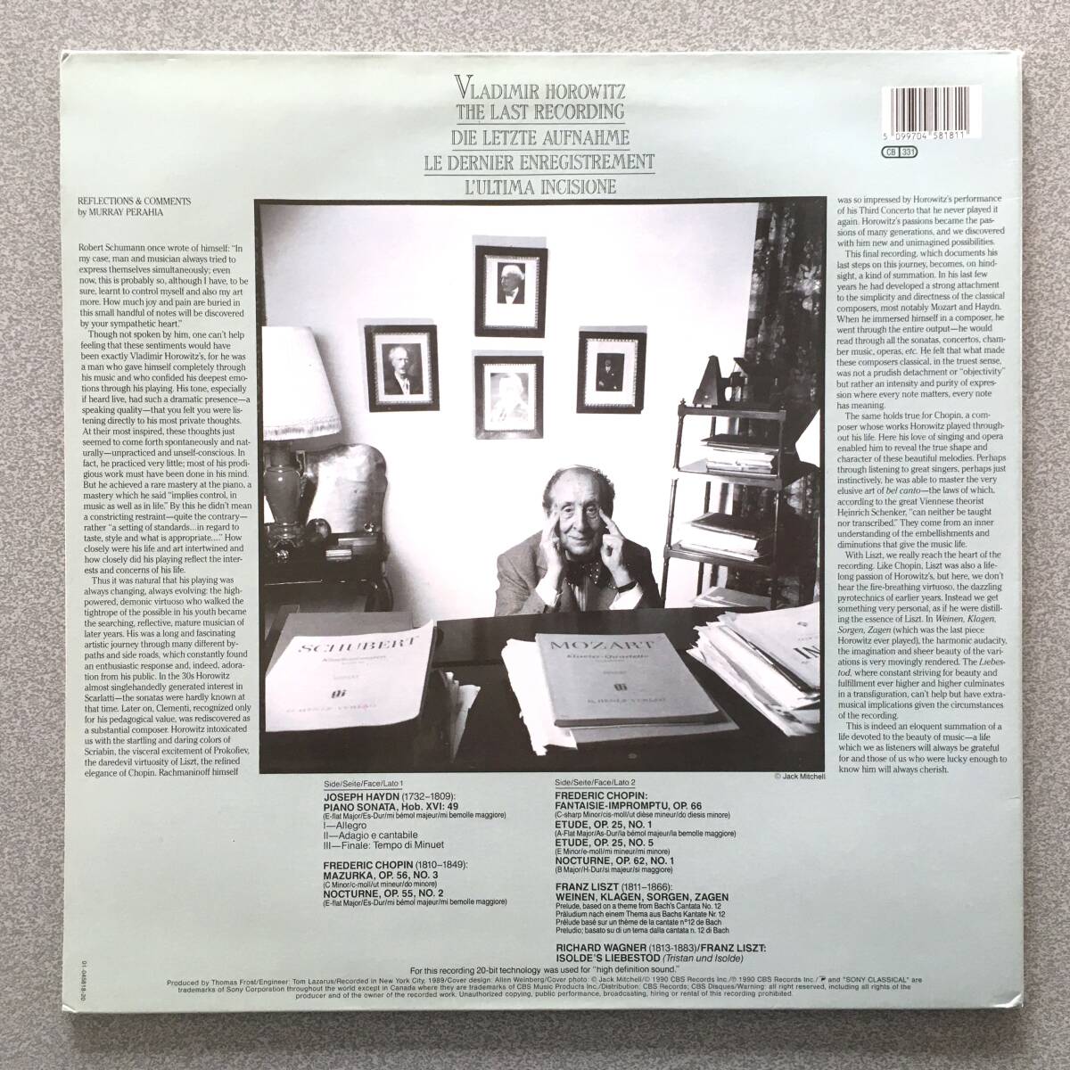 独SONY ホロウ゛ィッツ 1989「ラスト・レコーディング」 究極20bit DIGITAL録音 ホロウ゛ィッツ生涯最高の録音か 入手困難最終期LPの画像2