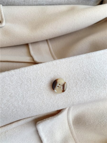 強くお勧め 暖かレディース100％ウールコート両面ウールポケットジャケットオフホワイト_画像8