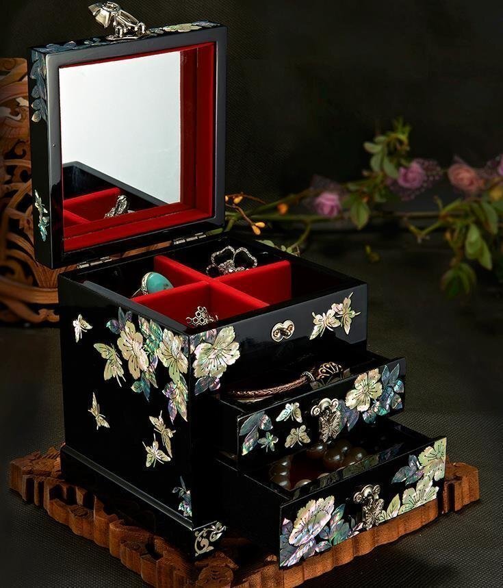  new arrival * original handmade made feeling of luxury * lacquer ware natural shell wooden pearl layer Rucker shell jue Reebok s gem box marriage accessory case box many layer 