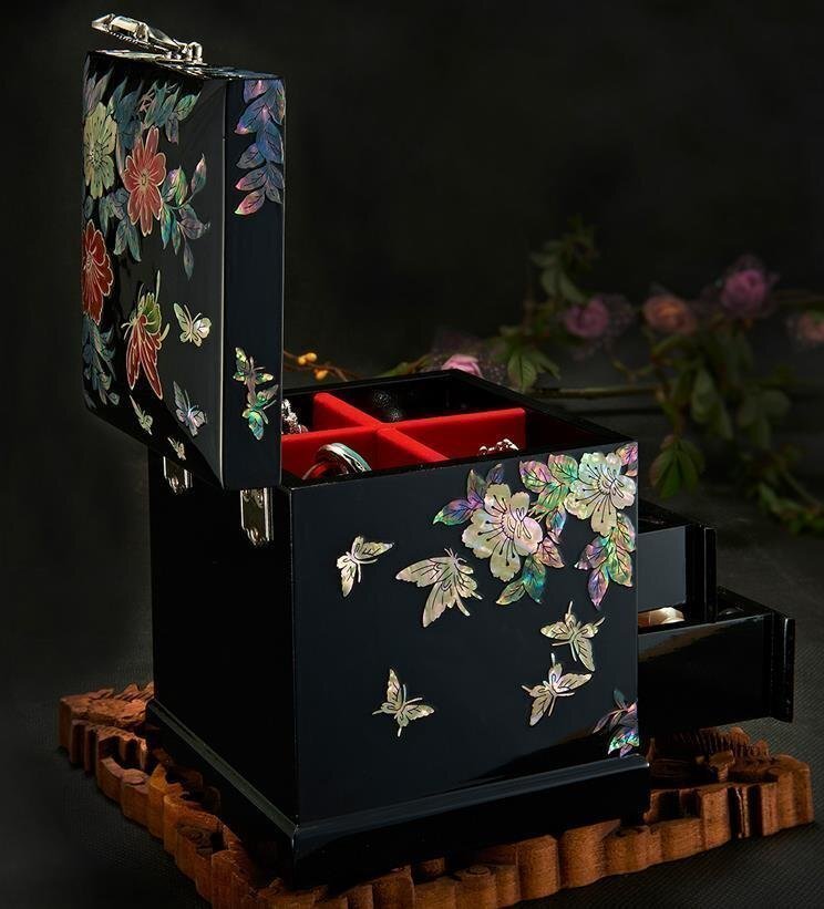  new arrival * original handmade made feeling of luxury * lacquer ware natural shell wooden pearl layer Rucker shell jue Reebok s gem box marriage accessory case box many layer 
