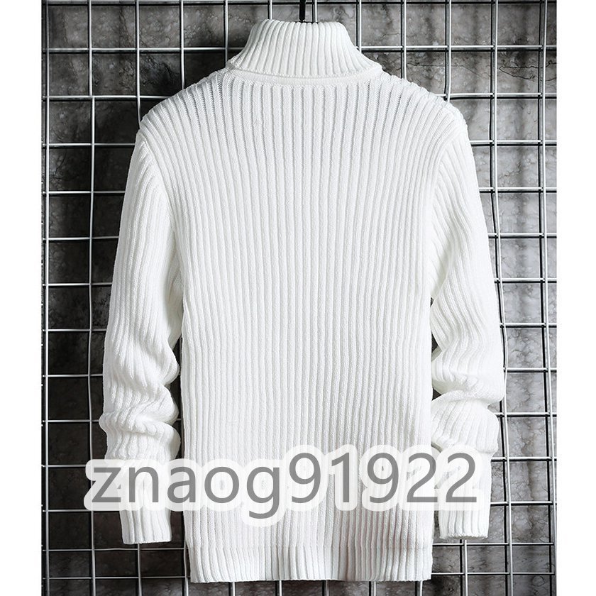 メンズ 長袖 クルーネック ニット セーター ハイネック ファッション メンズトップス ホワイトサイズ 2XL_画像3