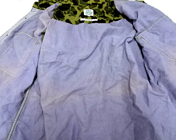 M【KEY Duck Camo Flannel Shirts RB020005AT RAGEBLUE キー ダック カモ フランネル シャツ ラージブルー 迷彩 古着】_内側に色褪せ、変色があります。