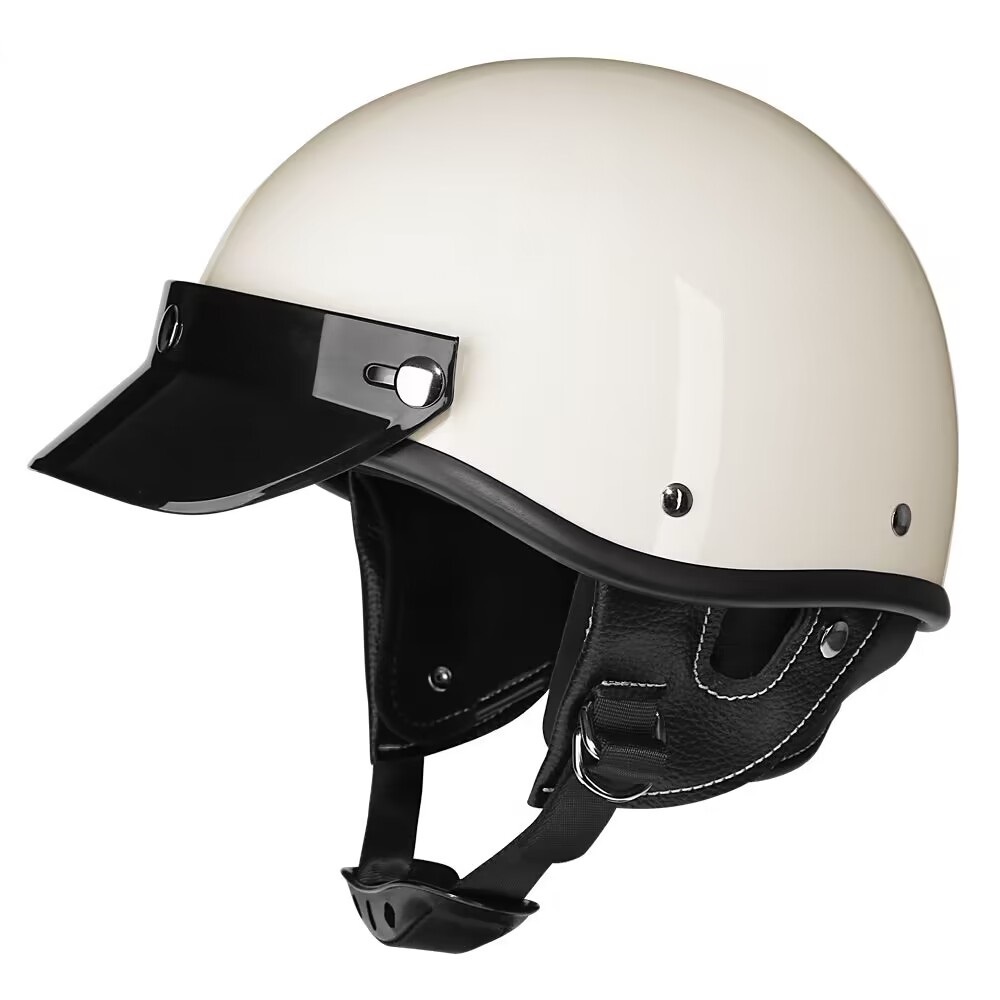ハーレー 半帽 半キャップ ヘルメット レトロ ビンテージ ヘルメット バイザー多色 アイボリー サイズ：Mの画像1
