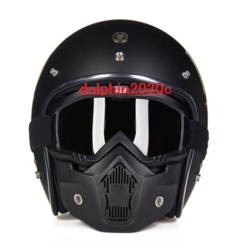 新品 ビンテージ ハーレーヘルメット バイク ジェットヘルメット ゴーグル マスク バブルシールド M~XXLサイズの画像7