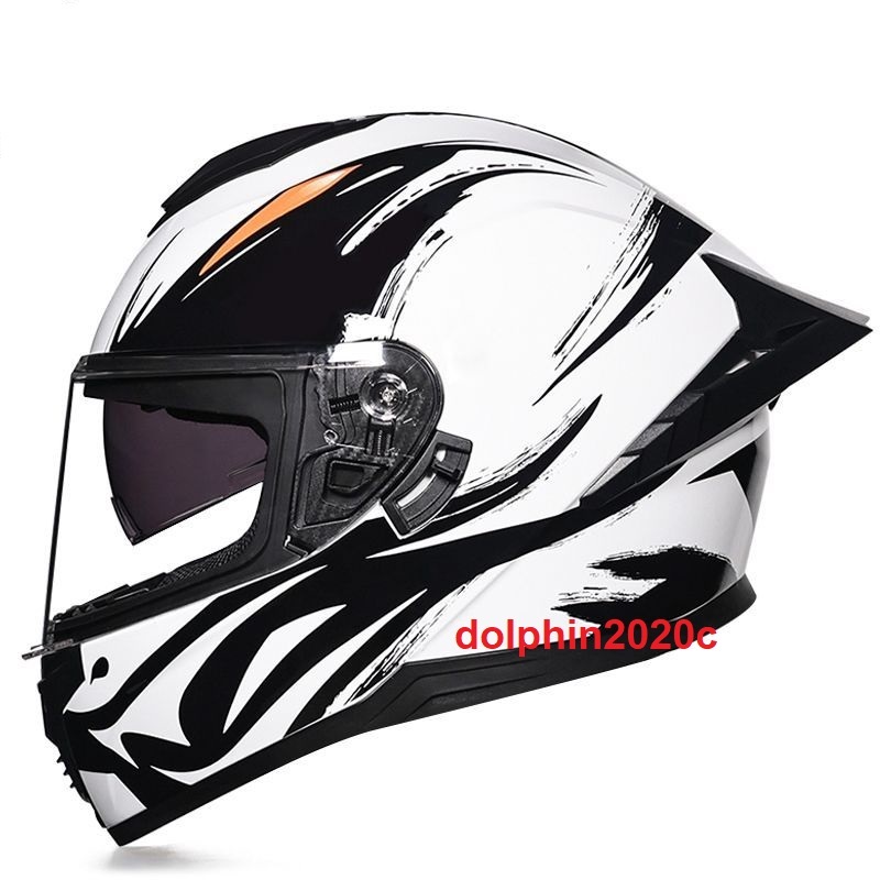 バイク 内蔵サングラス オンロード ヘルメット フルフェイスヘルメット S~XXLサイズ選択可 白-Aの画像5
