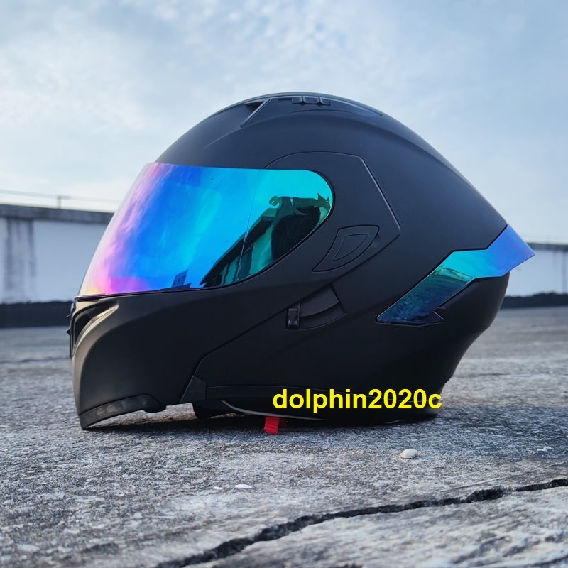 バイク　ダブルシールド　フリップアップ　フルフェイスヘルメット　システムヘルメット 　M~XXLサイズ選択可 　マッド黒_画像3