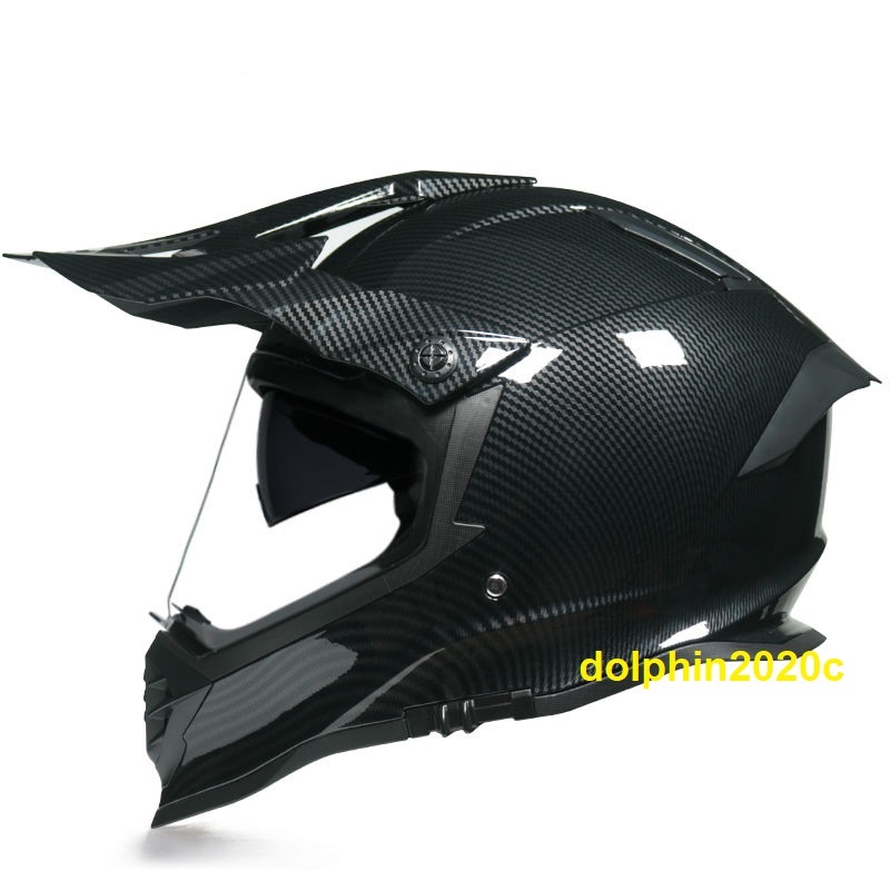 バイク ダブルレンズ 内蔵サングラス オフロードヘルメット フルフェイスヘルメット S~XLサイズ選択可 カーボン柄の画像4