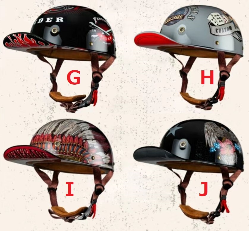 ハーレー　バイク　ビンテージ ヘルメット　半帽 半キャップヘルメット　M~XXL サイズ、色、選択可　サイズ：L_画像3
