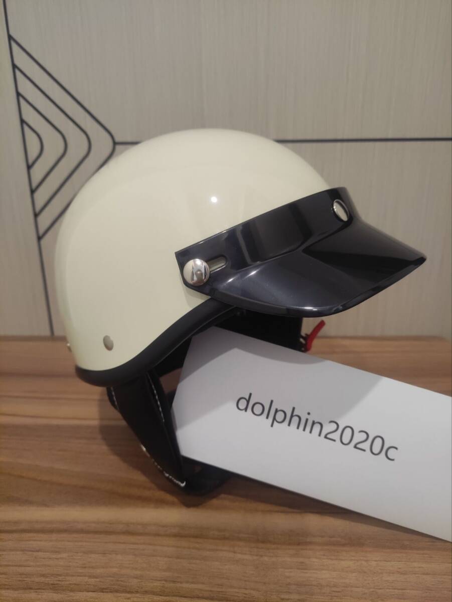 ハーレー 半帽 半キャップ ヘルメット レトロ ビンテージ ヘルメット バイザー多色 アイボリー サイズ：Mの画像4
