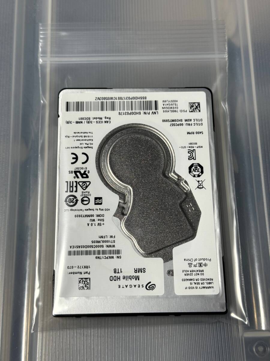 ■ 売切！ 使用19162時間 Seagate ST1000LM035 1TB 2.5inch SATA HDD 7mm厚 5400rpm 2020年5月製造 中古_画像8