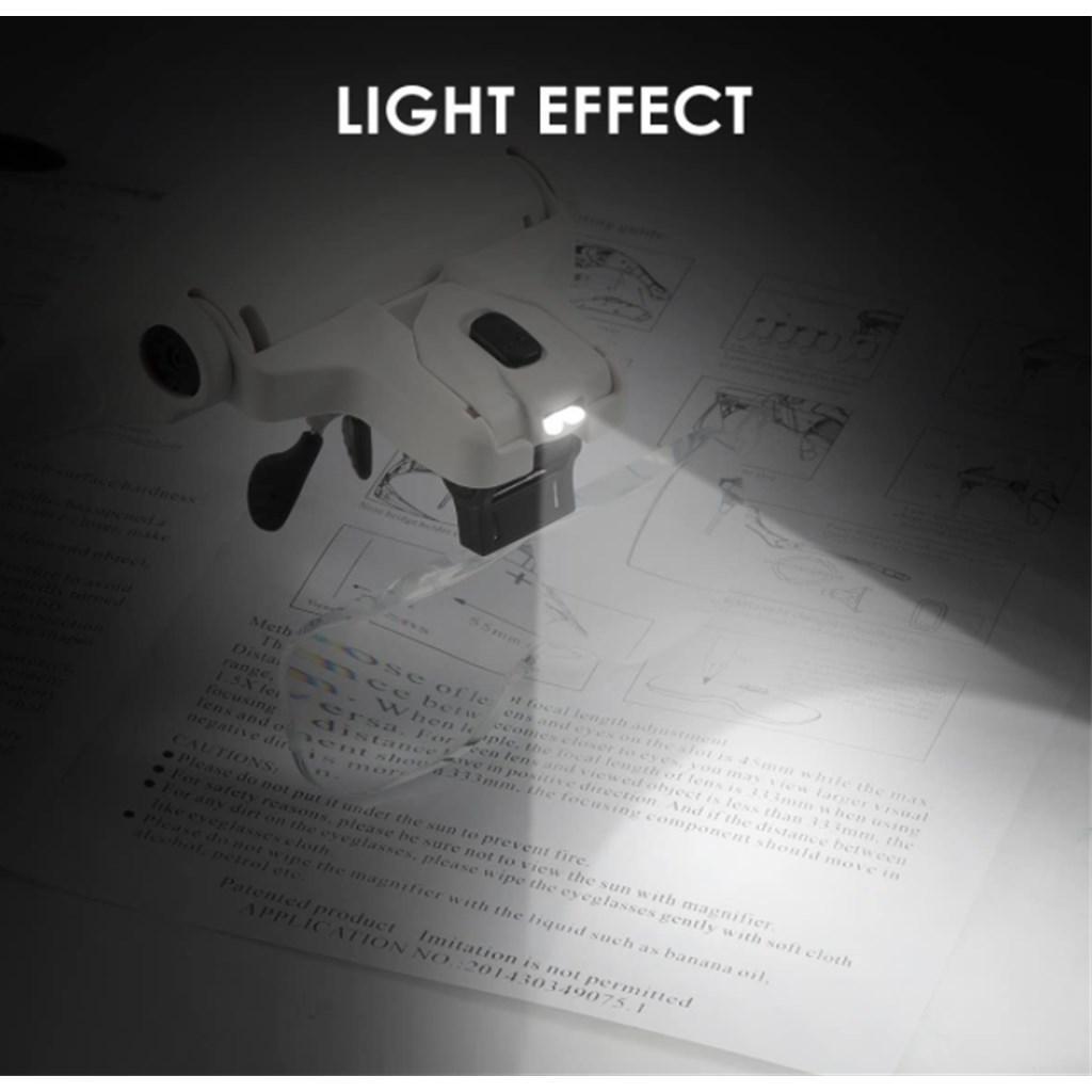 メガネルーペ メガネ型 ヘッドバンド 拡大鏡 ヘッドルーペ 倍率角度調節 ライトの画像5