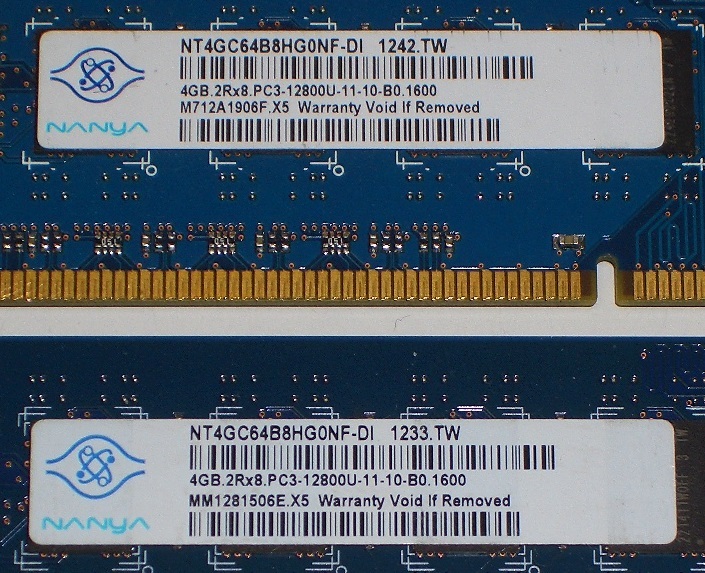 ◆NANYA製 PC3-12800 (DDR3-1600) 8GB (4GB×2枚) 完動品 即決！★送料120円！の画像2