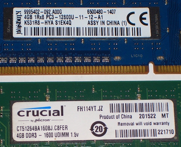 ◆メジャーチップ PC3-12800 (DDR3-1600) 8GB（4GB×2枚）完動品 即決！★送料120円！_画像2