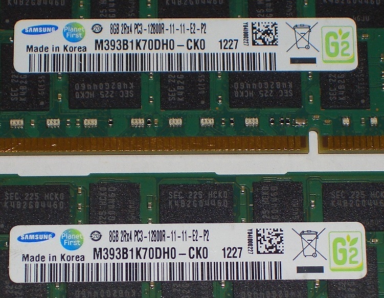 ◆サーバー用 PC3-12800R (DDR3-1600) 16GB（8GB×2枚）ECC Registered 現状品 即決！★送料140円！の画像2