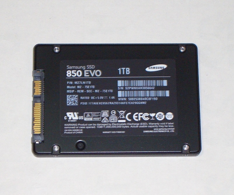 ◆SAMSUNG SSD 850 EVO 1TB SATA 2.5『MZ-75E1T0』3D V-NAND/正常動作品 即決！★送料140円の画像2