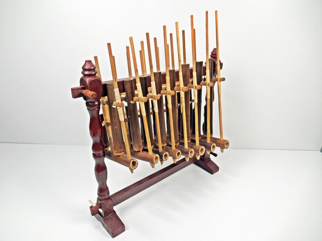 ◆[C86]アンクルン AngkLung 竹製 打楽器 インドネシアの民族楽器 アジアの楽器 アジアン雑貨 サイズ/約40cm×16cm×45cmの画像4