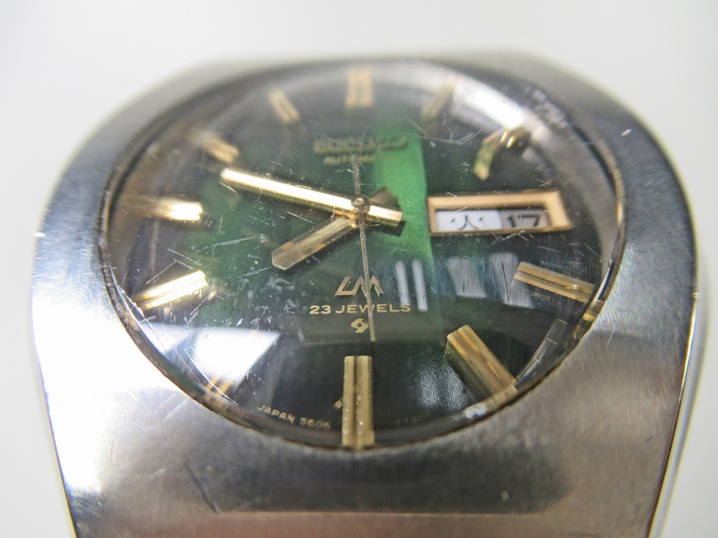 ☆[A42]SEIKO セイコー LORDMATIC ロードマチック 腕時計 5606-7370 グリーン文字盤 23石 メンズ 自動巻き 腕時計 動作確認済 の画像6