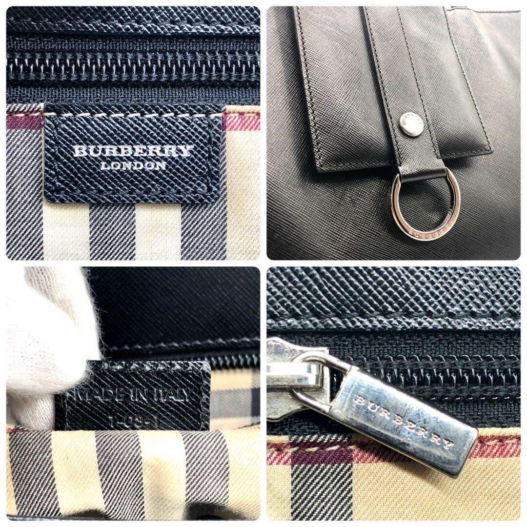 1 иен ~[ редкий дизайн ]BURBERRY Burberry большая сумка портфель safia-no кожа A4 место хранения noba проверка Circle Logo плечо .. чёрный 