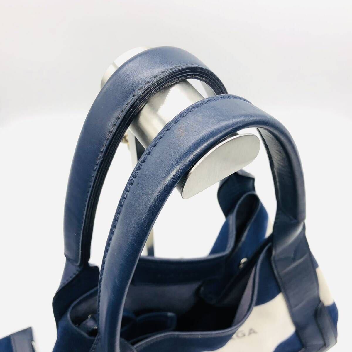 1 иен [ редкий морской цвет ] BALENCIAGA Balenciaga темно-синий бегемот sS ручная сумочка большая сумка кожа Logo сумка темно-синий маленький 339933
