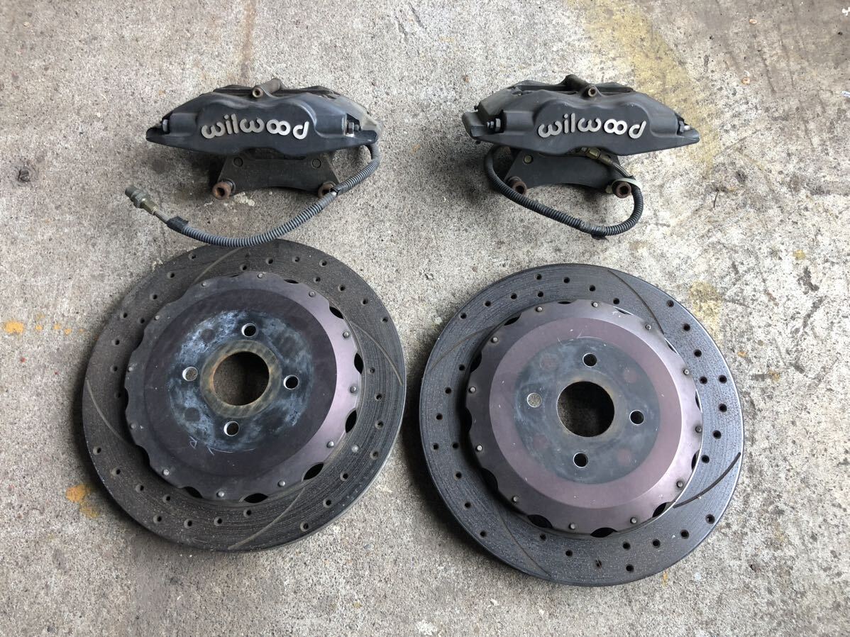  Will wood wilwood forged Hsu pearlite caliper & drilled rotor left right set 4POT product number 120-7430L R car make unknown adaptor attaching *